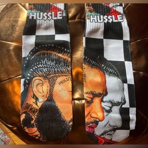 Nipsey Hussle custom socks—-not shoes. SOCKS.  One pair